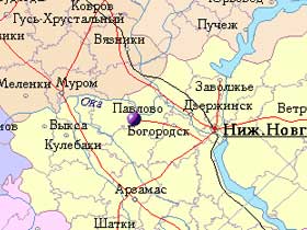 Город Павлово на карте. Фото: rfdata.al.ru (с)