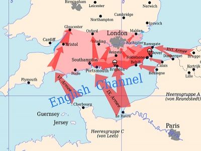 План предполагаемой операции "Морской Лев" - высадки в Британии. Источник - http://upload.wikimedia.org/