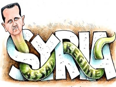 Асад и Сирия (карикатура). Источник - www.davegranlund.com