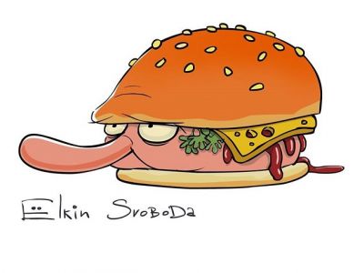 Путин-бургер. Карикатура: С. Елкин, svoboda.org, facebook.com/sergey.elkin1