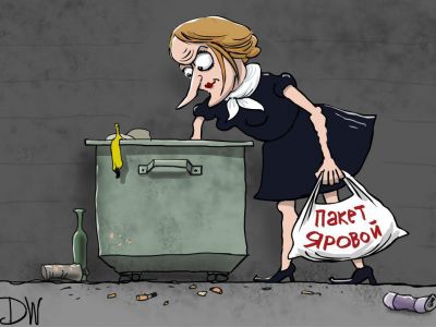 Депутат Яровая и ее "пакет". Карикатура: С. Елкин, dw.com