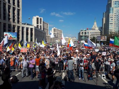 Митинг на пр. Сахарова против "пенсионной реформы", 29.7.18. Фото: twitter.com/styazshkin