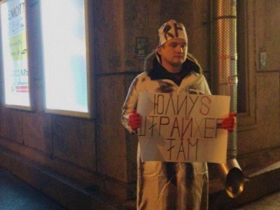 Павел Иванкин на пикете против Соловьева, Фото: twitter.com/govoritmsk