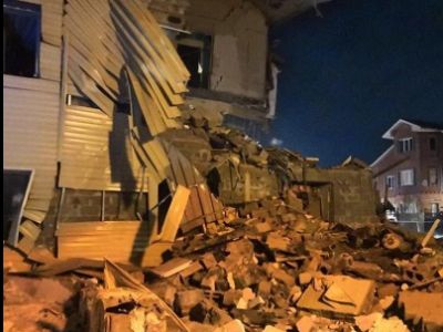 Разрушенный от взрыва дом в Красноярске. Фото: riafan.ru
