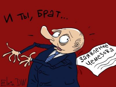 Путин и заявление Чемезова. Карикатура С.Елкина: dw.com
